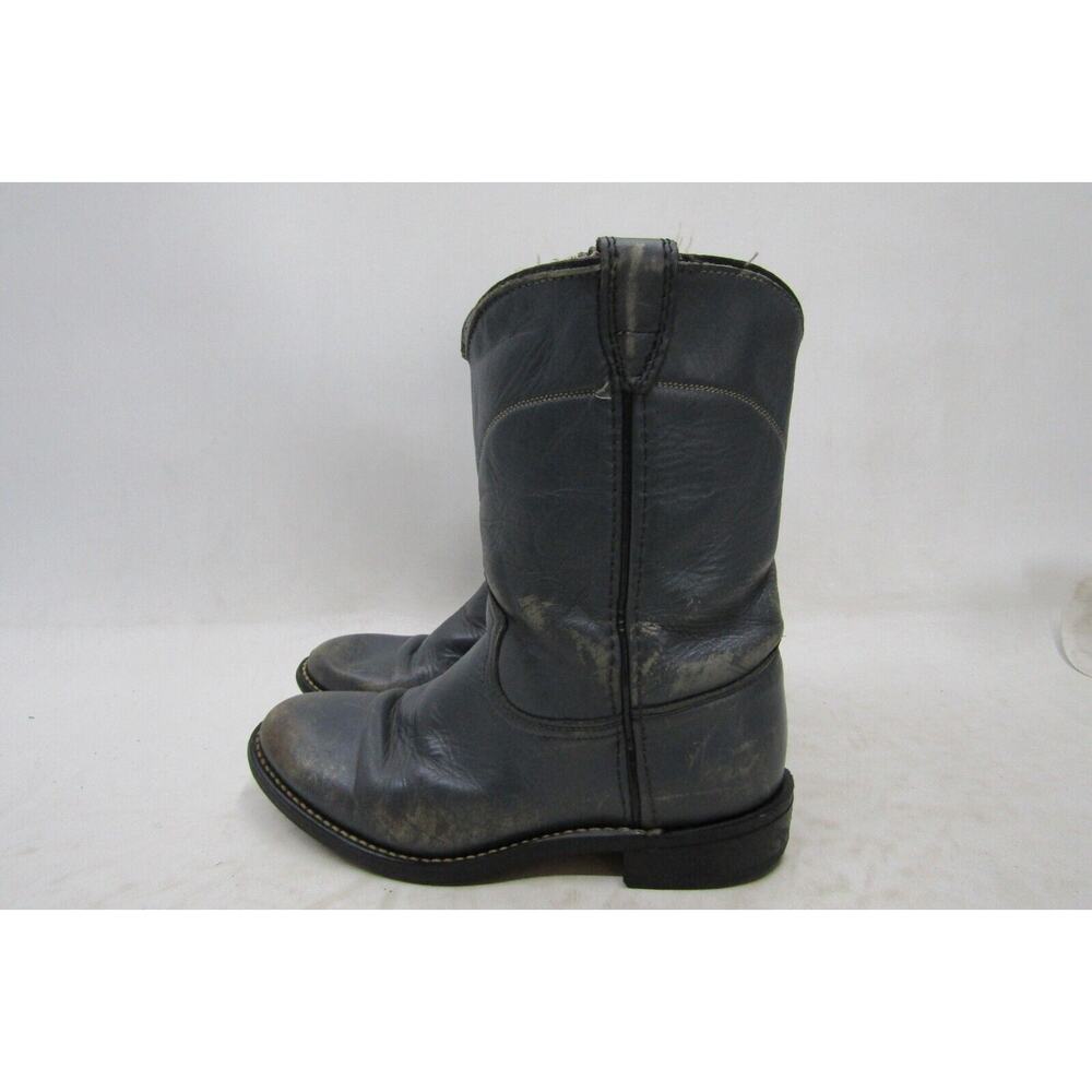 Acme Youth Size 2 D Distressed Gray Leather Western Cowboy Boots
